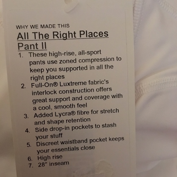 Lululemon All The Right Places Pant II White NWT - Picture 5 of 5